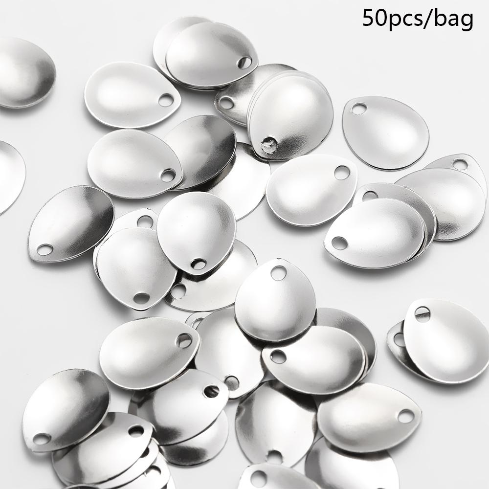 Fishing Lure Spoon - 50 szt. Srebrny, gładki niklowych cekinów