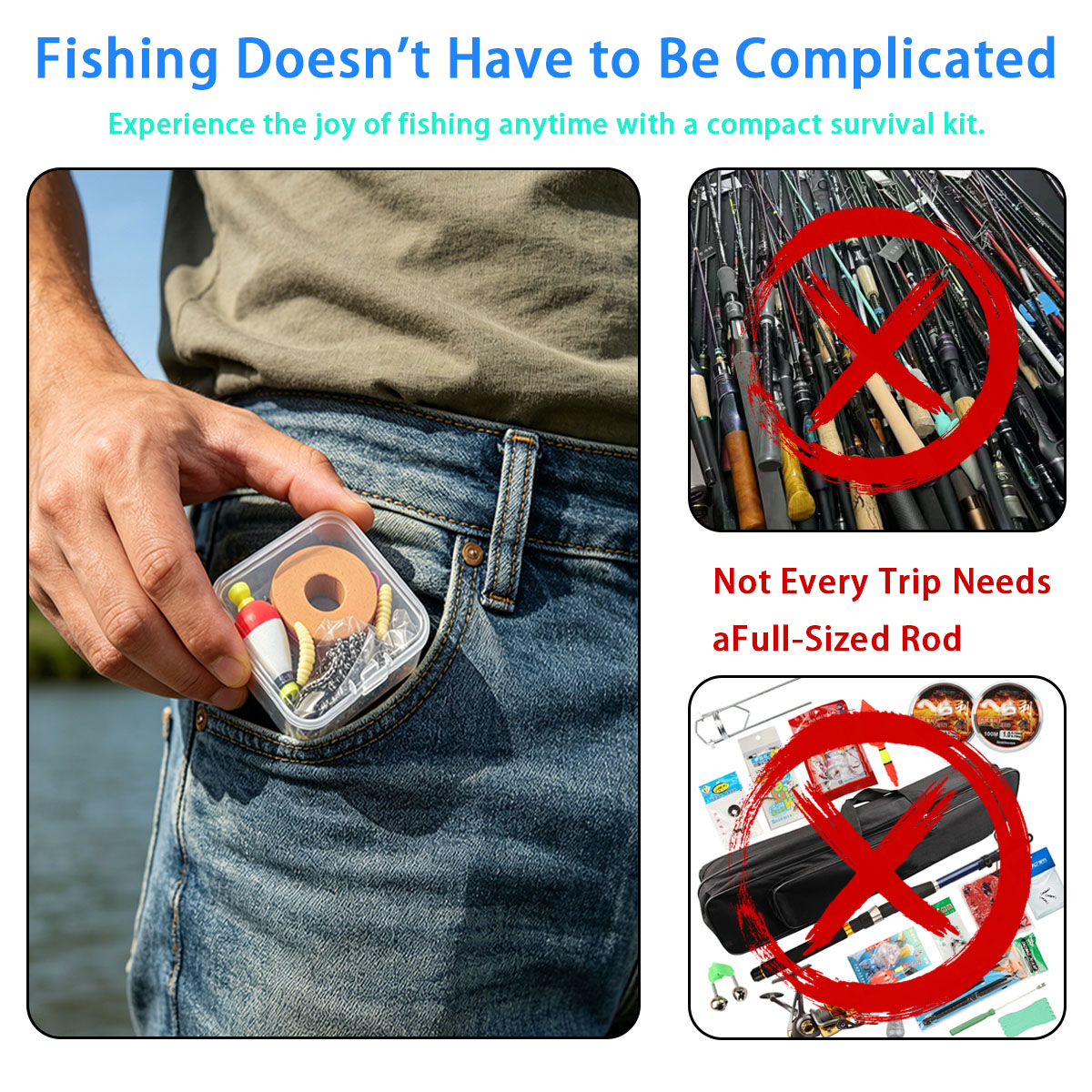 Fishing Lure Box - Przenośny zestaw wędkarski na sytuacje awaryjne,
